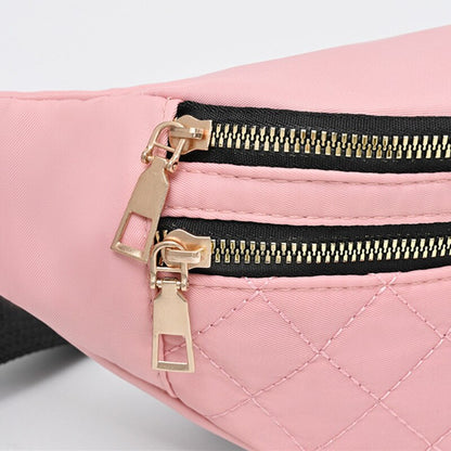 Plaid Women&#39;s Waist Bag PU Leather Belt Bags Designer Shoulder Crossbody Chest Bag Female Fashion Banana Hip Purse