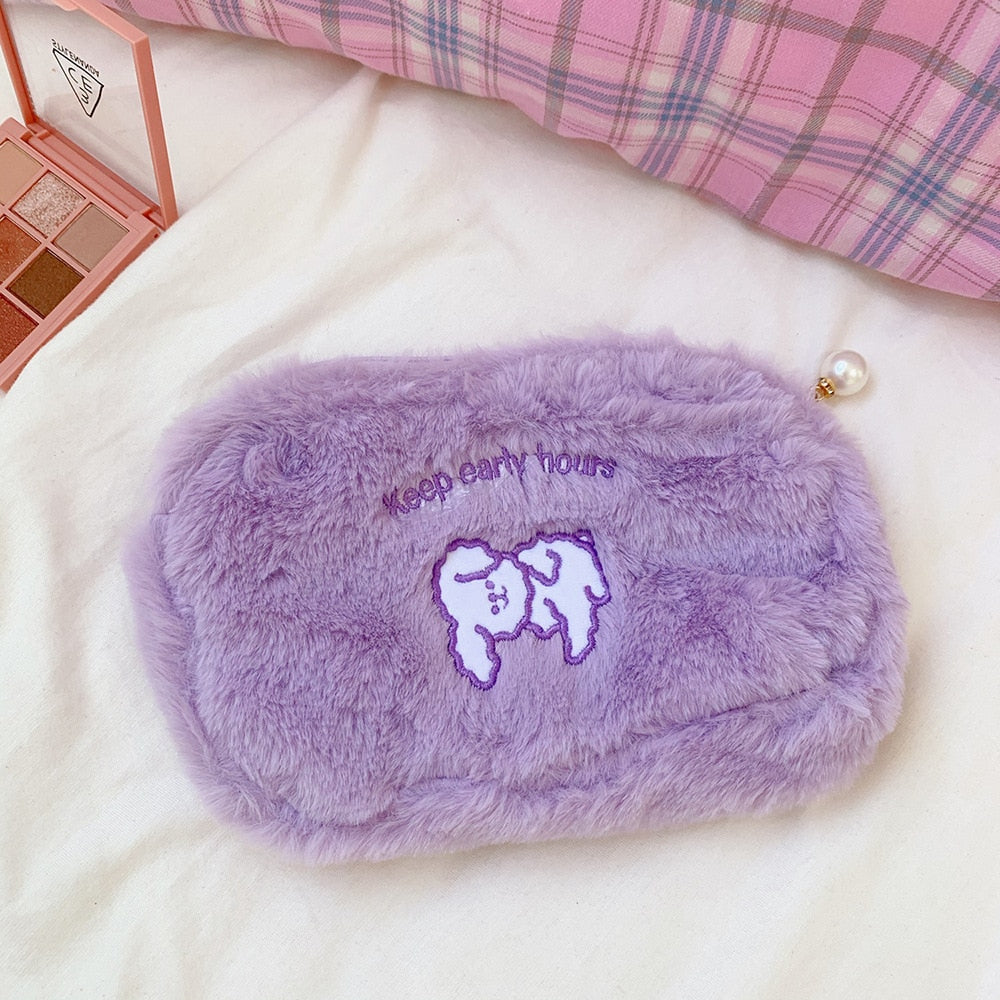 New Korea Fashion Women Pearl Cosmetic Bag  Japanese Cute Ins Bear Dog Pencil Makeup Storage Organizer Bag Pouch For Girls Bag