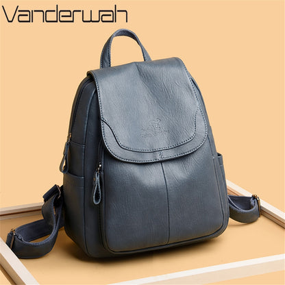 Women Large Capacity Backpack Purses High Quality Leather Female Vintage Bag School Bags Travel Bagpack Ladies Bookbag Rucksack