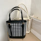 Vintage Plaid Handbags Women Shopping Daily Totes Travel Simple PU Shoulder Bags Youth Ladies Simple Versatile Bag