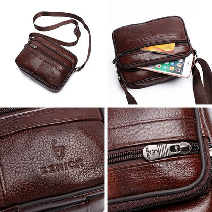 Men&#39;s Shoulder bag Messenger Bags Genuine Leather Flap Crossbody Handbag Male Leather Shoulder Bags Large Capacity ZZNICK