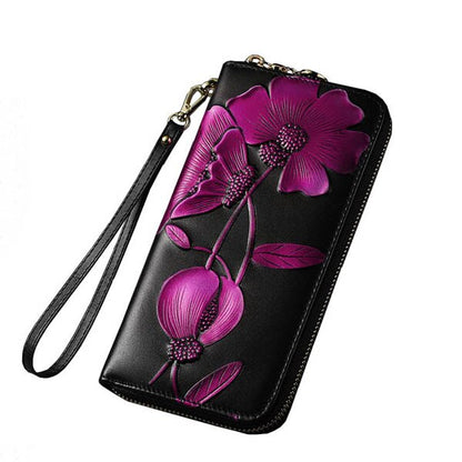 SUWERER NEW Women Genuine Cowhide Leather Bags Women Wallet Fashion Embossing Clutch bag Luxury Women Bag