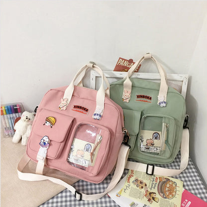 Small Cute Women&#39;s Backpacks Female Student College Women&#39;s Bag Girls Badge Bookbag Kawaii Ladies Fashion Shoulder Bags