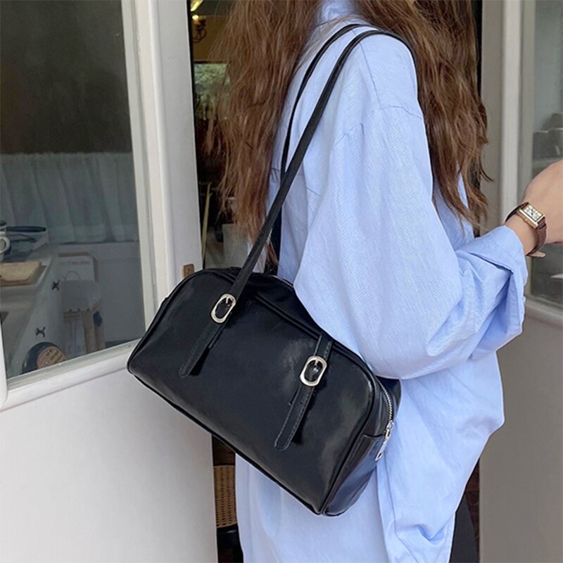 Brand PU Leather Shoulder Bags Black Women Bag Fashion Female Designer handbags Large Capacity Solid Ladies Daily Casual Tote