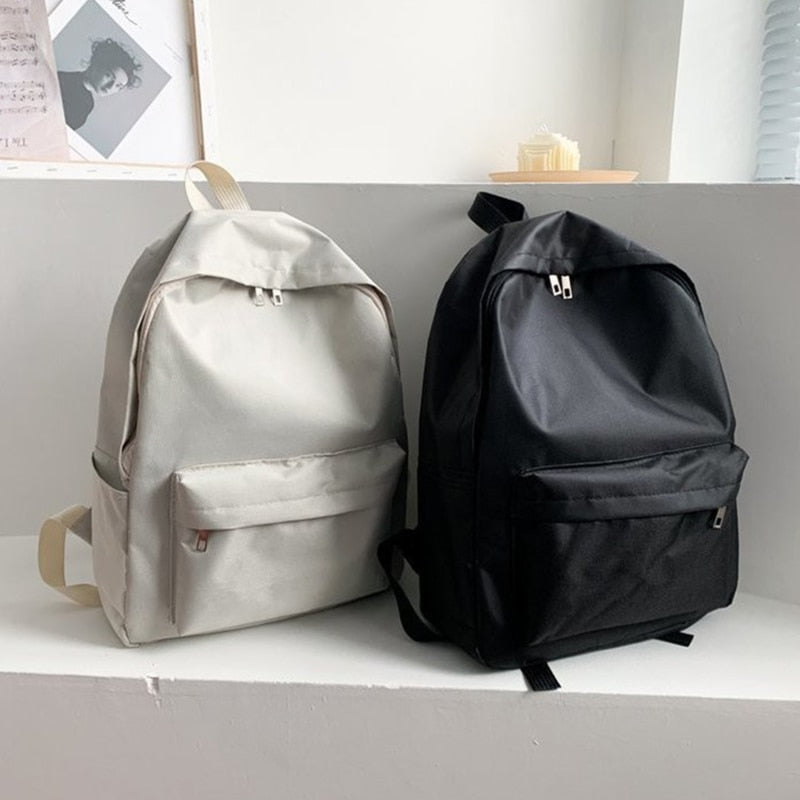 Small Backpack For School Teenagers Girls Nylon Women Backpack White Bookbag Fashion Solid Color Travel Backpack Street Trend