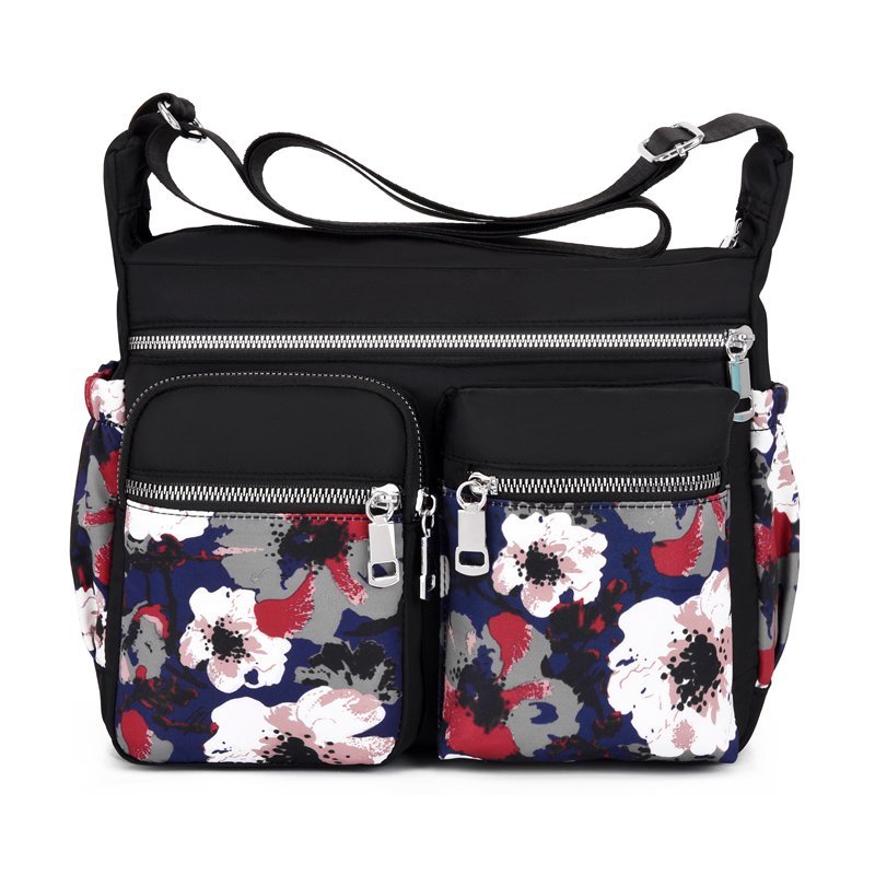 Geestock Women&#39;s Crossbody Bag Waterproof Nylon Flower Shoulder Messenger Bags Casual Top-handle Ladies Handbag Travel Tote