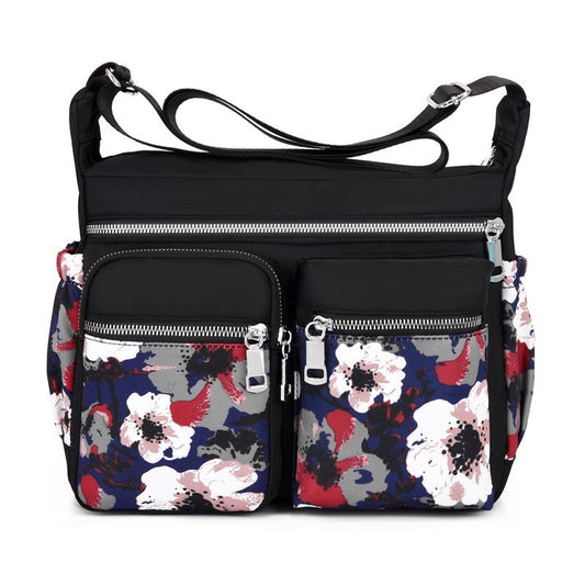 Geestock Women&#39;s Crossbody Bag Waterproof Nylon Flower Shoulder Messenger Bags Casual Top-handle Ladies Handbag Travel Tote