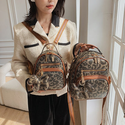 Fashion Leopard Women Backpack Ladies Travel Backpacks Small School Bags for Teenage Girls Designer multi-function Shoulder Bags