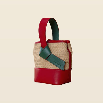 Woman's Luxury Leather Handbag New Portable Straw Woven Bag Bucket Bag Commuter Messenger Shoulder Niche Design Fashion Bag