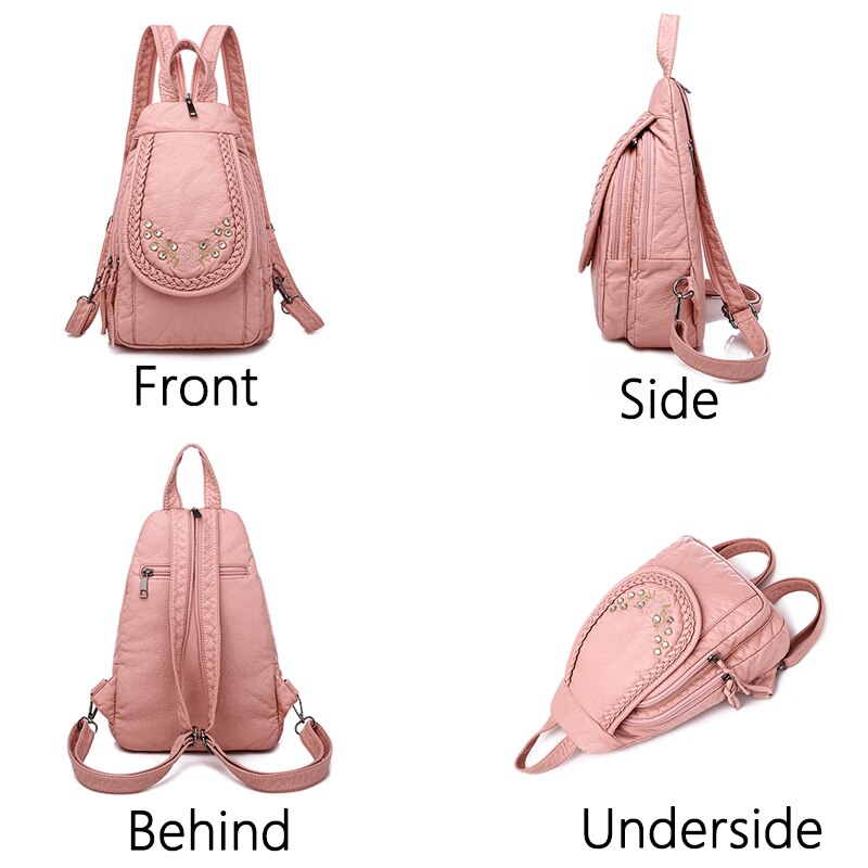 High Quality Backpack for Women New White Leather Backpack School Bag for Teenage Girls Female Travel Backpack Mochila