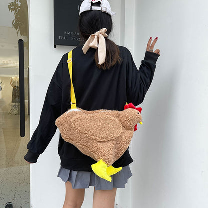 Cute Cartoon Hen Shape Women Crossbody Bags Fashion Plush Shoulder Bags Casual Pure Color Ladies Small Messenger Bags Handbags