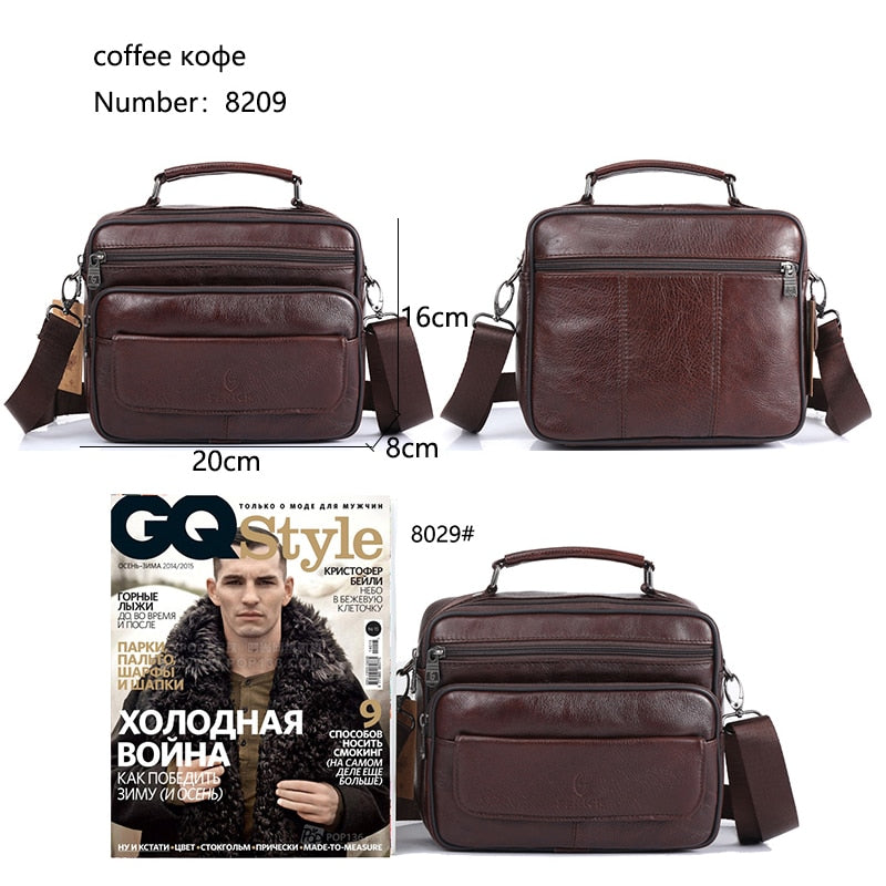 Genuine Leather Male&#39;s Crossbody Bag Casual Business Leather Men&#39;s Messenger Bag Vintage Men Big Bag Zipper Shoulder Handbags