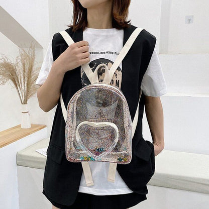 Transparent Backpacks Women Small Simple Solid Casual Street Ladies Shopping Designed Sequin Clear Bags Zipper OL Ulzzang Trendy