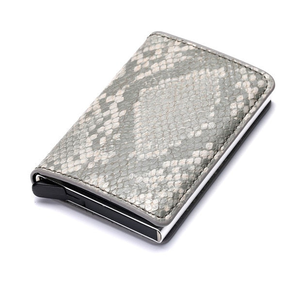 Business ID Credit Card Holder Men Women Coin Leather Wallet RFID Aluminium CardHolder Box with Money Clips Purse