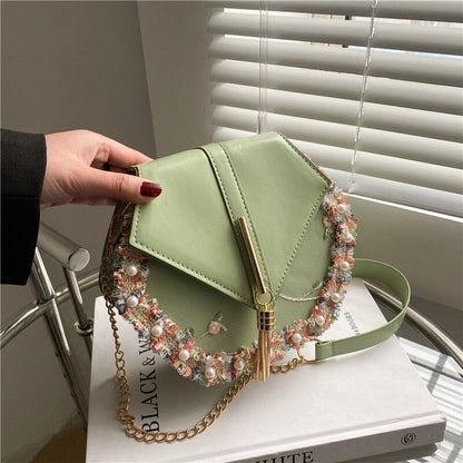 Women Shoulder Bags Embroidery Tassel Cross Body Chinese Style Fashion Retro Chain Bag Womens Elegant Sweet Ins Messenger Chic