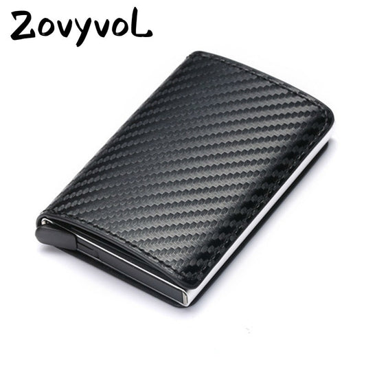 ZOVYVOL Aluminum Wallet Metal Credit Card Holder Automatic Elastic PU Leather Antitheft Rfid Blocking Wallet PassPort Holder Men