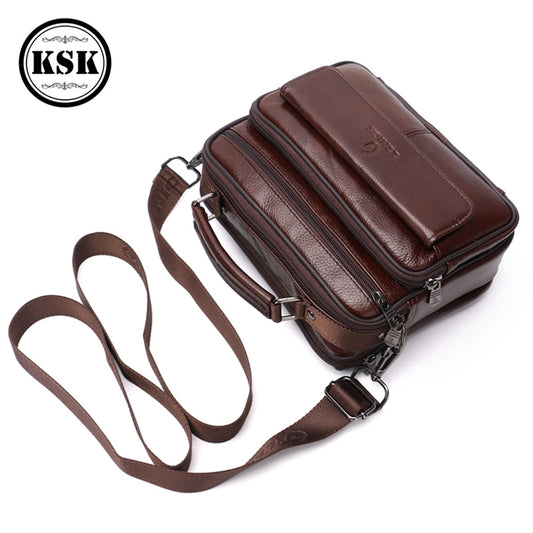 Men&#39;s Genuine Leather Bag Shoulder Handbag Messenger Bag For Men Crossbody Bags Fashion Flap Male Luxury Shoulder Bags KSK