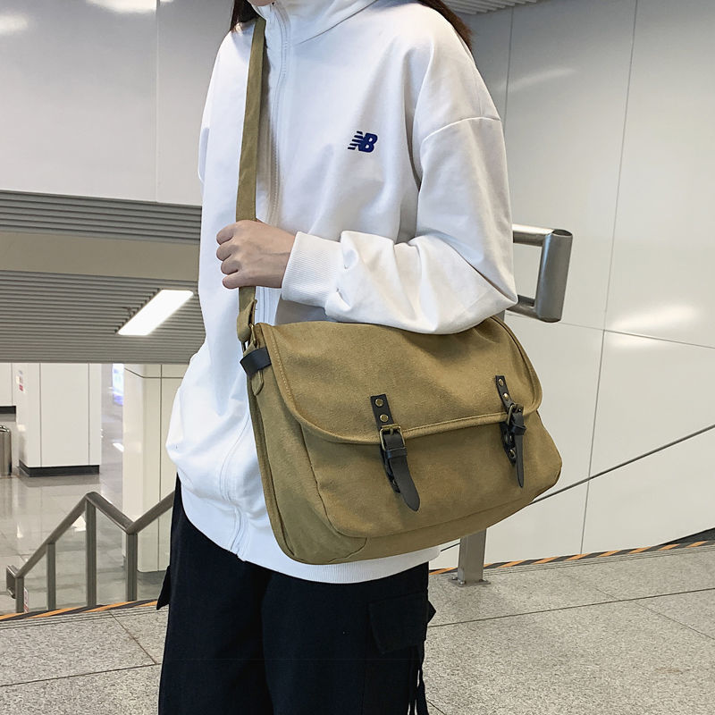 Crossbody Bags Canvas Large Capacity Mens Casual Handbags Shoulder Messenger Bag Leisure Package Vintage Retro Ulzzang Chic New