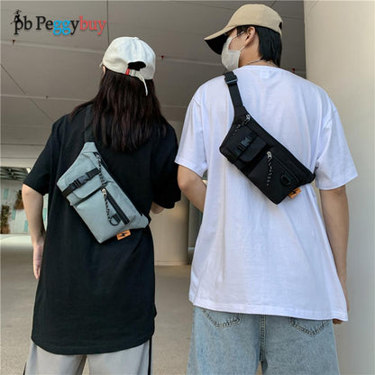 Men&#39;s Shoulder Slanted Bag New Big Capacity Retro Women Pure Color Oxford Cloth Crossbody Chest Bag Casual Ladies Waist Pack