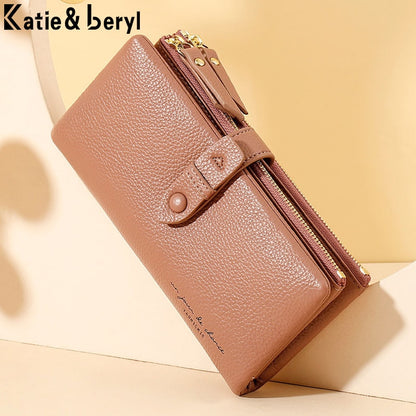 Simple Solid color fold Long Clutch Wallets Women Card Holder soft PU Pleather  Zipper Pocket Purse Small Travel Wallet Ladies