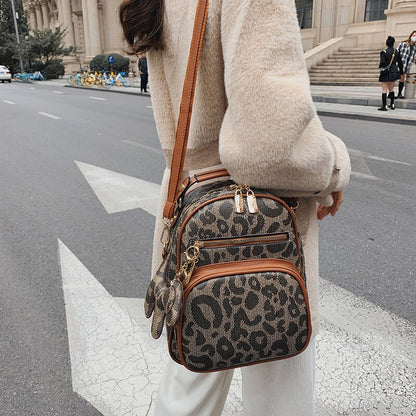 Fashion Leopard Women Backpack Ladies Travel Backpacks Small School Bags for Teenage Girls Designer multi-function Shoulder Bags