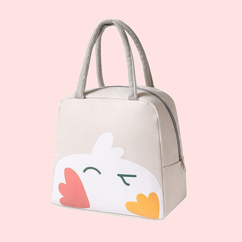 Cute Cartoon Lunch Bag Female Outside Insulated Portable Lunch Box Casual Mini Tote Bags Handbag