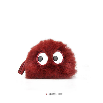 Bemoreal Mini Wallet Women Faux Fur Big Eyes Coin Bag With Zipper Fashion Small Purse Female Tassel Sweet Key Wallets