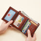 Dante new men&#39;s leather wallet anti-theft credit card function driver&#39;s license rub color leather wallet small money bag