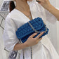 Fashion Rope Woven Shoulder Crossbody Bags for Women Chains Knitting Handbag String Square Bag Small Braided Flap Phone Purses