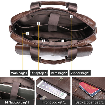 WESTAL Bag Men Leather Laptop Bags 14 Men&#39;s Briefcases Business Man Bag for Document Black Men&#39;s Shoulder Bags Portfolio 315