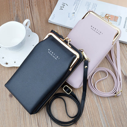 Letter Print Women&#39;s Wallet Pu Leather Shoulder Bag Female Zipper Coin Purses Card Holder Ladies Mobile Phone Handbag Pockets