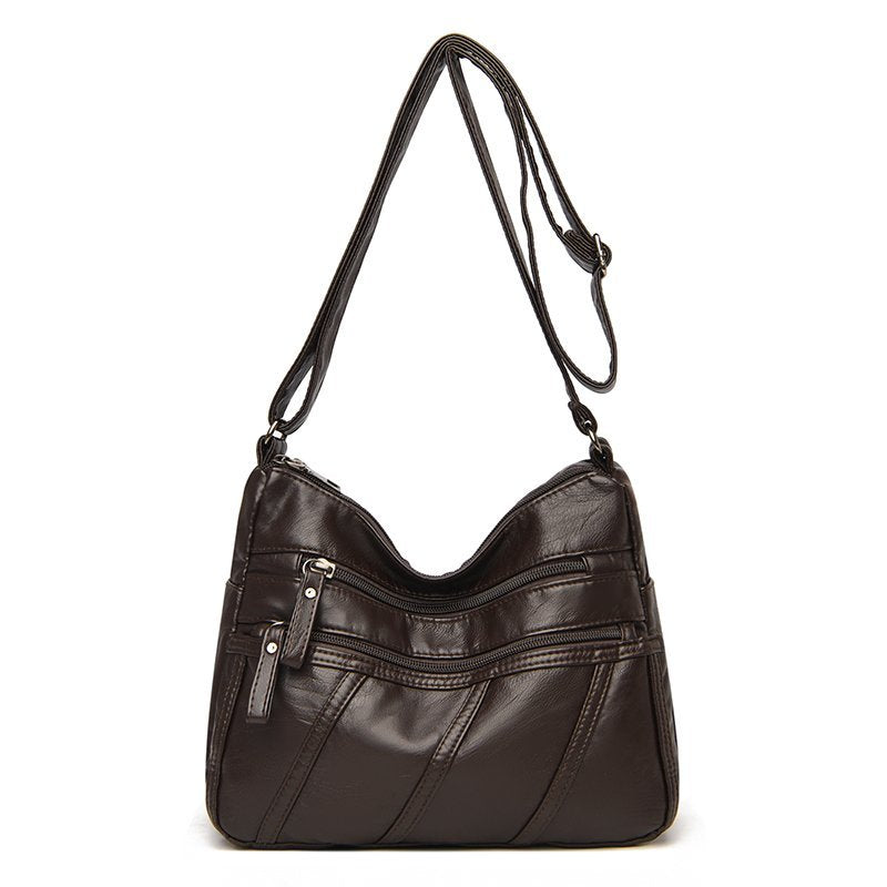 Leather Bolsa Luxury Ladies Shoulder Crossbody Bag Ladies Fold Over Small Bag Female Vintage Multi-Pocket Women Messenger Bag