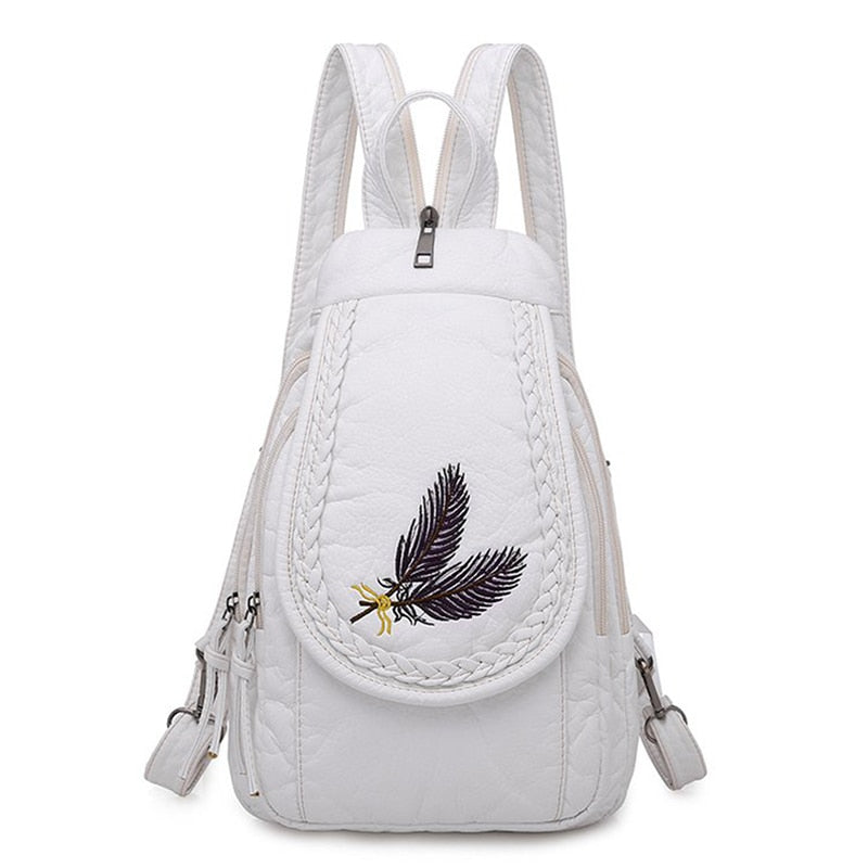 High Quality Backpack for Women New White Leather Backpack School Bag for Teenage Girls Female Travel Backpack Mochila