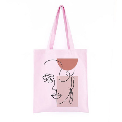 Korea Ulzzang Ins large capacity casual shopper bag fashion school bag Harajuku women shoulder bag art abstract face canvas bags