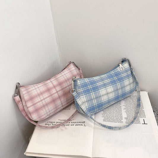 Plaid Print Underarm Bag Fashion Cloth Ladies Handbag For Women Shoulder Bags Ladies Mini Simple Daily Clutch Casual Totes Pouch