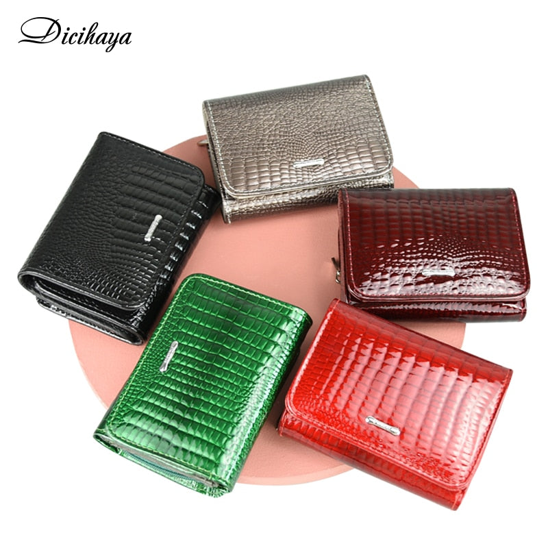 DICIHAYA Short Wallet Women Coin Wallets Red Coin Purse Genuine Leather Lady Zipper Design With Coin Purse Pockets Small Wallet