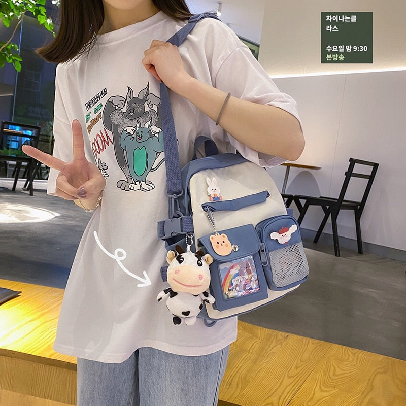 Cute small girls backpack Fashion candy colored young girl outing backpack Contrasting color design mini student schoolbag