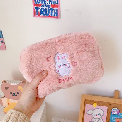 New Korea Fashion Women Pearl Cosmetic Bag  Japanese Cute Ins Bear Dog Pencil Makeup Storage Organizer Bag Pouch For Girls Bag