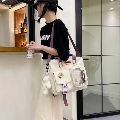 Small Cute Women&#39;s Backpacks Female Student College Women&#39;s Bag Girls Badge Bookbag Kawaii Ladies Fashion Shoulder Bags