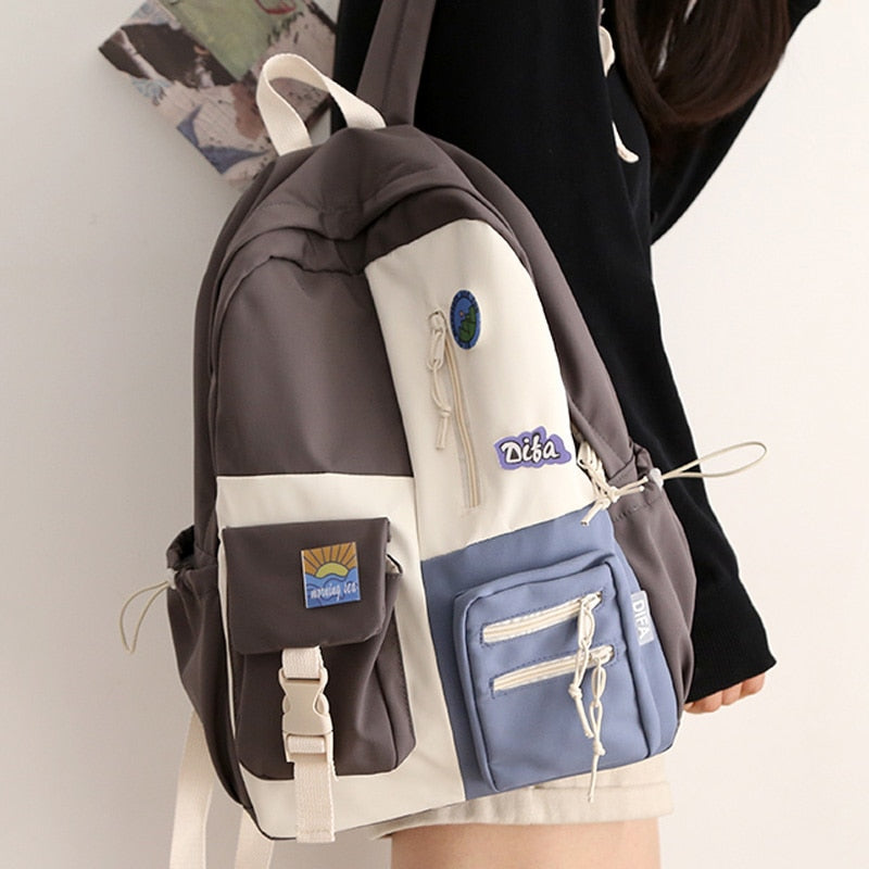 DIEHE Women Backpack Waterproof Nylon School Backpack for Teenage Girls Ladies Rucksack Girl Book Bag Mochila Backpack School