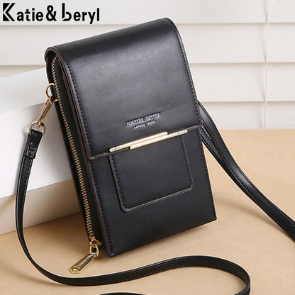 Women Touch Screen Cell Phone Shoulder Bags Smartphone Leather Strap Purse Large  Capacity Multi-Functional Handbag Purse Female