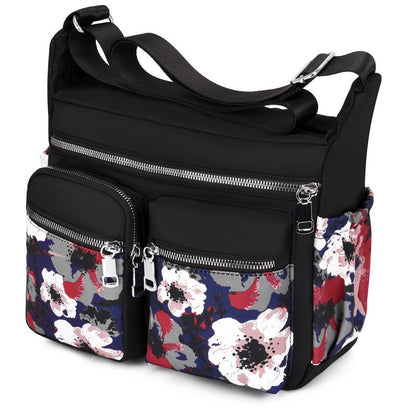 Geestock Women&#39;s Crossbody Bag Waterproof Nylon Flower Shoulder Messenger Bags Casual Top-handle Ladies Handbag Travel Tote