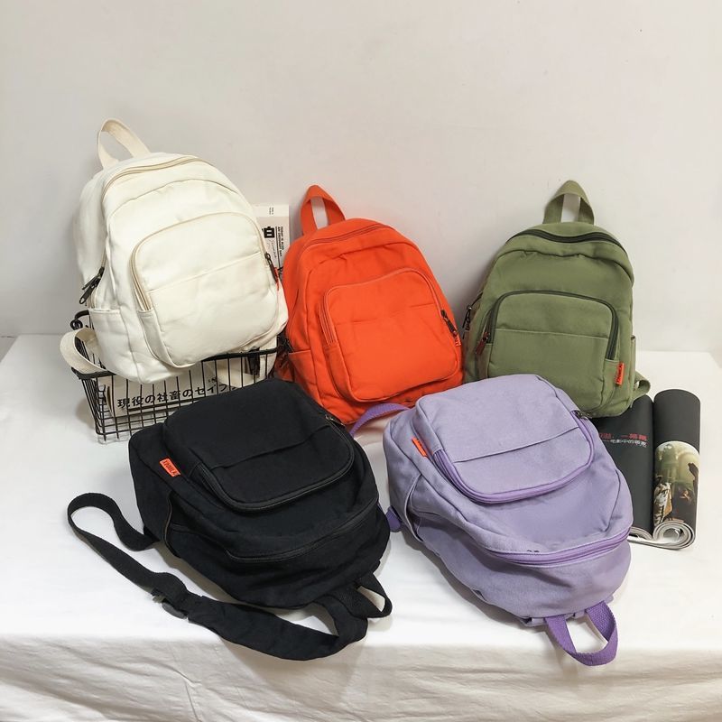 Classic Basic Backpacks Women Couples Unisex Preppy Book Environmental Canvas Simple Chic Small All-match College Multi Pockets