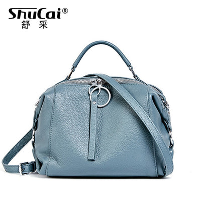 Soft Genuine Leather Handbag Elegant Fashion Tassel Female Shoulder Bag Large Capacity Simple Casual Women Crossbody Bag New