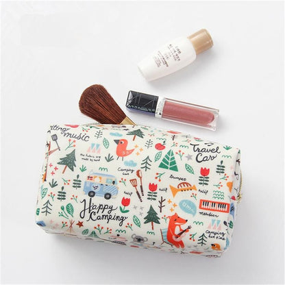 PURDORED 1 pc Cartoon Cosmetic Bag Fish Duck Pattern Women Make Up Bag Travel Floral organizer for cosmetic Toiletry Bag neceser