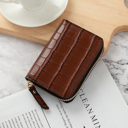 Crocodile Women Business Card Holder Men PU Leather Black Brown Green Eed Credit Card Wallet Bag Zipper ID Bank Card Holder Case