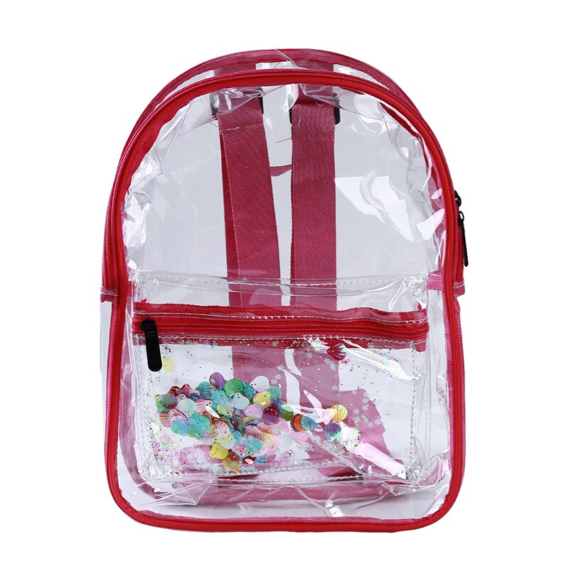 Fashion Waterproof PVC Bag Light green transparent Sequin Bag Backpacks Women School Bags for Adults and Students