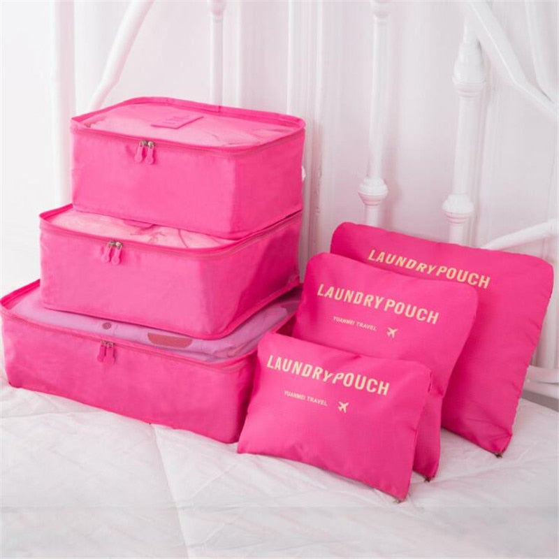 6PCs/Set Travel Bag Clothing Organizer Multifunctional Storage Bag High Capacity Mesh Packing Cubes Unisex Luggage Organizer Bag