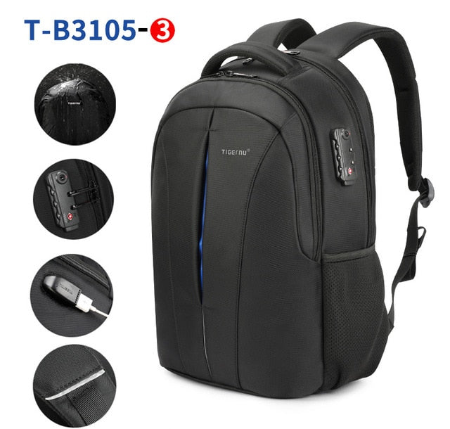 Tigernu Splashproof 15.6inch Laptop Backpack NO Key TSA Anti Theft Men Backpack Travel Teenage Backpack bag male bagpack mochila