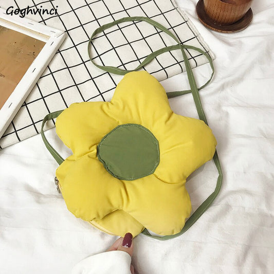 Girls Crossbody Bags Flower Lovely Cute Coin Purses Street Fashion New Style Nylon Shoulder Soft Women Handbags Ulzzang Shopping